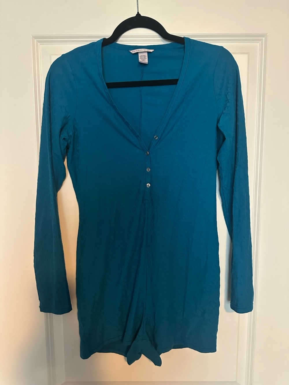 Victoria’s Secret Sleep Romper One Piece Longsleeve Teal Romper Pajamas